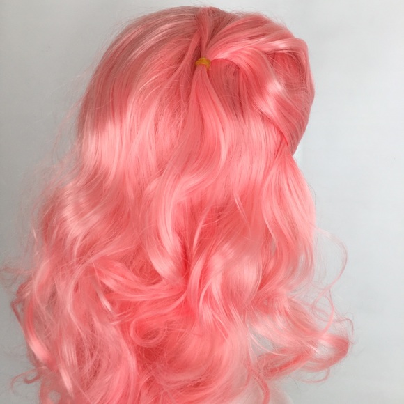 Long Loose Curls Pastel Pink Wig Cosplay NEW NWOT Emo Gamer Anime - Picture 3 of 7